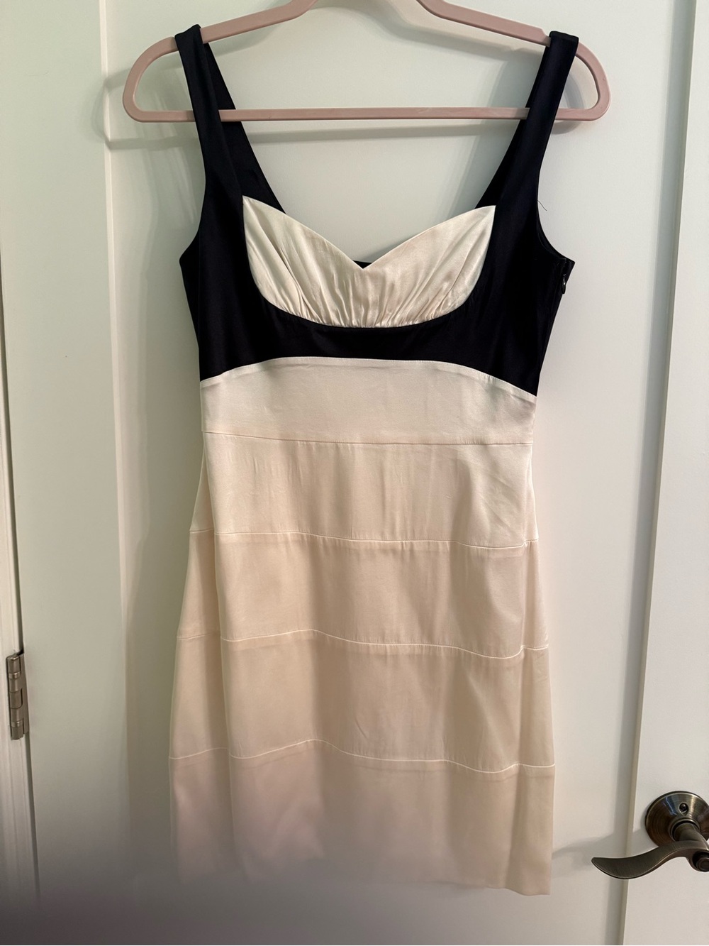 BCBGMaxAzria Black and Cream Two-Tone Sweetheart Mini Dress